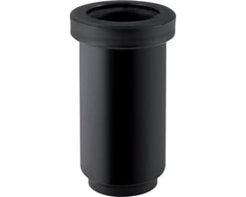 Bagfra synsvinkel af Geberit 50 mm langmuffe, sort PEH, med fokus på den glatte overflade og samlingsdetaljer.