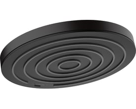 Hansgrohe Pulsify S hovedbruser 260 i mat sort, viser den brede brusehoveddiameter og koncentriske stråledyser.