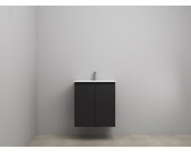 Sanibell Online møbelsæt i matsort, 61x46,5 cm, monteret på væg med to grebsfrie låger og hane.