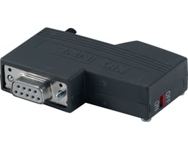 Schneider Electric CANopen adapter med Sub-D9 konnektor og on/off switch, sort plastik.
