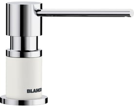 Blanco LATO sæbedispenser, 300 ml, med hvid SILGRANIT®-beholder og krom pumpefunktion, stilrent design.