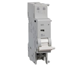 Schneider Electric udkoblingsspole M9 MX, hvid med mærkat, der angiver 48V og produktnummer 26477.