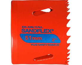 Bahco Sandflex hulsav på 68 mm i HSS bi-metal, orange med tænder langs kanten og aflange slidser.