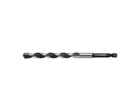 Ironside universalbor med hårdmetalspids, 10 mm og HEX-skaft, vist i fuld længde med mørk spiral.