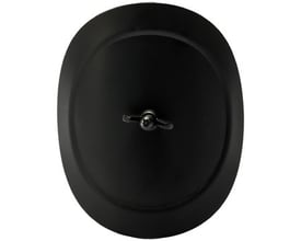 MetalbestoS renseklap til Ø200 mm røgrør i sort metal med et drejeligt håndtag til lukning.