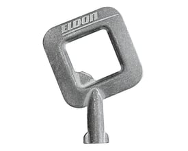 Detaljeret nærbillede af toppen af en nVent HOFFMAN nøgle med præget logo, der viser 5mm dobbelt bit låseprofilen.