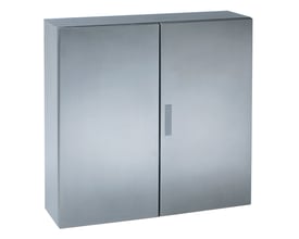 Schneider Electric Spacial S3X vægskab i rustfri stål 304L med dimensionerne 1000x1000x300 mm og dobbelt dør.