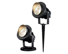 Finish 20W LED have lampe med spyd i sort aluminium, vist med både fod og spydmontering.