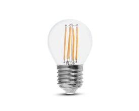 V-TAC 6W LED pære med E27 fatning og synlige filamenter på hvid baggrund.