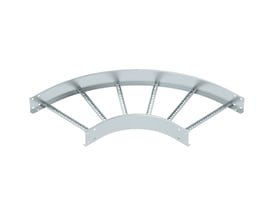 OBO Bettermann galvaniseret kabelstigebøjning 90°, 110x500 mm, isoleret produktvisning på hvid baggrund.
