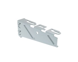 Legrand konsol CB 150 ZM i zinkmagnesiumbelagt stål med mål 180,7 x 40,9 x 74,8 mm, vist isoleret på hvid baggrund.