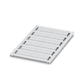 Nærbillede af Phoenix Contact UCT-TM 3,5 mærkeskilte, viser de individuelle rum til mærkning af klemmer.