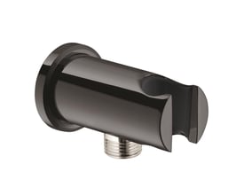 Grohe Rainshower dækvinkel med holder i poleret hard graphite, 1/2" gevind og Ø 48 mm diameter på hvid baggrund.