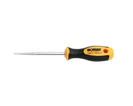 Ironside syl med rund 6 mm klinge og sort-gult 2-komponentgreb, set fra siden med spidsen mod venstre.