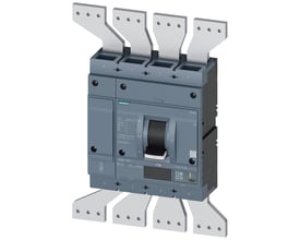 Siemens 3VA2 maksimalafbryder, 4-polet, 1250A, grå, med hvid betjeningshåndtag og tydelig mærkning.