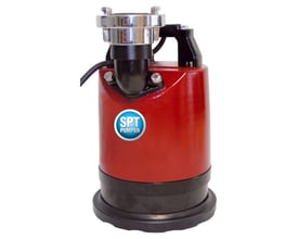 SPT Restvandspumpe SPR370W i rød med 400W motor og 2" udløb, perfekt til kældre og garager.