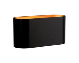 SpectrumLED Squalla G9-lampe i sort med synlig guldfarvet inderside, vist skråt forfra.