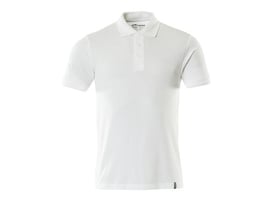 Mascot hvid poloshirt i str. XL med moderne pasform, knaplukning og ribstrik i krave og ærmer.