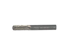 Norton BDX hårdmetalfræser i form C, 6 x 19 x 50 mm, set fra siden med riflet fræsehoved og skaft.