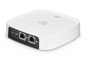 Lumitech-gateway til L-SENSE BT- og EA-armaturer med afrundet hvidt kabinet og synlige tilslutningsporte foran.