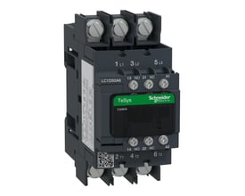 Schneider Electric TeSys D kontaktor 50A, 3-polet med 1 NO og 1 NC kontakt, samt 110V AC spole, vist med skrueterminaler og tydelig mærkning.