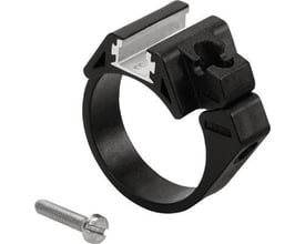 Festo monteringssæt SMBR-8-50 i sort plast med aluminiumsdetaljer, inklusive en separat metalskrue til montering.