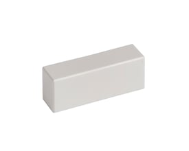 Legrand DLP-S mini endestykke til 50x20 mm kanaler, fremstillet af hvid plast med en afrundet afslutning.