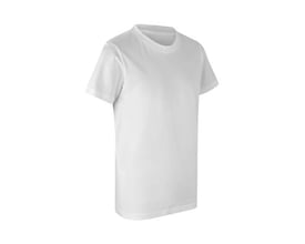 ID Identity økologisk børne T-shirt i hvid, str. 4/6 år, fremstillet i 100% økologisk bomuld med klassisk pasform og forstærket hals.