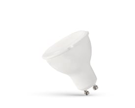 Spectrum 9W LED spot med GU10 fatning, 230V og 820 lumen i hvid nano plast materiale på isoleret baggrund.