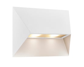 Nordlux Pontio 27 udendørs væglampe i hvid aluminium med et geometrisk og arkitektonisk design, hvid.