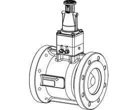 Teknisk tegning af TA-PILOT-R DN125 PN16 differenstrykregulator, viser dens interne komponenter og dimensioner.