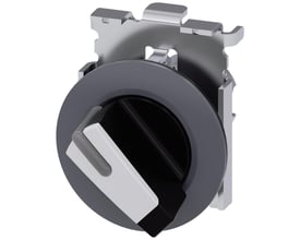 Siemens 30mm rund vælgerkontakt i mat hvid metal med lysbar og momentan funktion, 2 positioner.