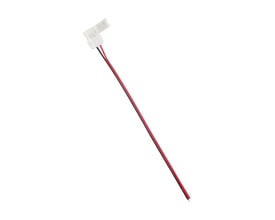 SpectrumLED S-D-samler til 8 mm LED-strips og 12 V DC med hvidt stik samt røde og sorte ledninger.