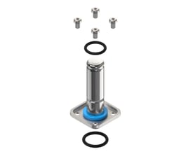 Oversigt over reservedele i Danfoss EPDM servicesættet til EV220BW 15-50 magnetventil, herunder O-ringe og anker med fjeder.