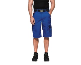 Kansas Icon 100808 arbejdsshorts i kongeblå og marine set forfra på en model, med lårlomme, størrelse 54.