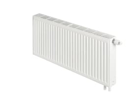 Stelrad Novello Type 33 radiator i hvid, 600 mm høj og 2000 mm lang, med integreret ventil og toprist.