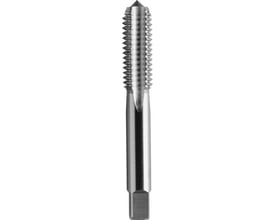 Nærbillede af Thürmer mellemtap HSS, der viser den tappede ende med 4 mm gevinddiameter og skærende riller.