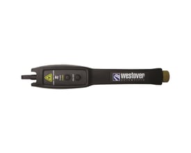 Westover Scientific FFL-100 Visual Fault Locator med gummihylster, 1,25 mm adapter og knapper til strøm og blinkfunktion.