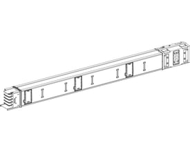 Schneider Electric Canalis KS lige skinneelement 630A, 1,5 meter, hvidt, med 3L+N+PE og 4 grenudtag.