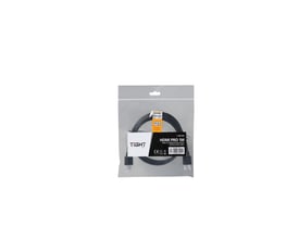 HDMI 2.0 premium high speed installationskabel fra Tight AV, 1 meter, ligger oprullet i gennemsigtig emballage.