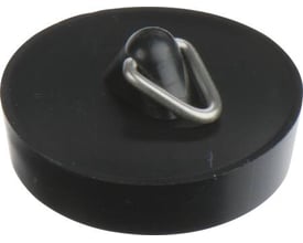 Sort gummiprop til håndvask med en diameter på 40,5 mm og en metalring til ophængning.