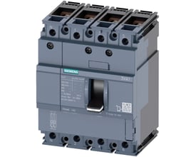 Siemens 4-polet maksimalafbryder 3VA1, 63A, med 55kA brydeevne og TM210 anlægsbeskyttelse.