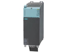 Siemens Sinamics S120 basis line modul i booksize, 67A, med grå og lyseblå kappe og tydelig Siemens logo.