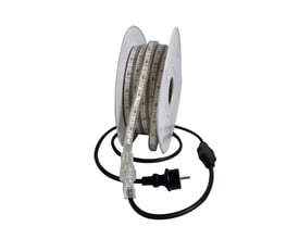 BE Flex-Line LED-strip på 25 meter viklet på en kabeltromle med et 230V stik og klar beskyttelseskappe.