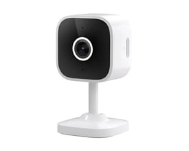 Sonoff CAM-S2 smartkamera i hvid og sort, set skråt forfra med kameraet monteret på stander.