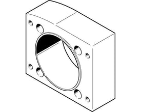 Festo koblingshus EAMK-A-L95-95A/B-G2 vist i en isometrisk linjetegning med fokus på dets firkantede form og monteringshuller.