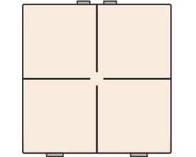 Niko 4-tryks kontakt i cream fra NHC, vist forfra med fire tangenter og monteringsklemmer i toppen og bunden.