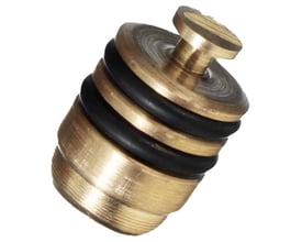 Refco-stempel M4-6-04-R med pakninger, vist skråt med sorte ringe omkring den guldfarvede cylinder.
