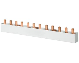 Siemens 3-faset stiftskinne 5ST3, 1016 mm lang med 25mm2 tværsnit og kobberterminaler på hvid baggrund.