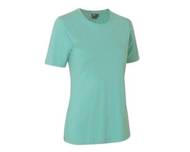 ID Identity dames T-shirt i støvet aqua med rund hals og korte ærmer, str. 2XL, fremstillet i bomuld med stretch.